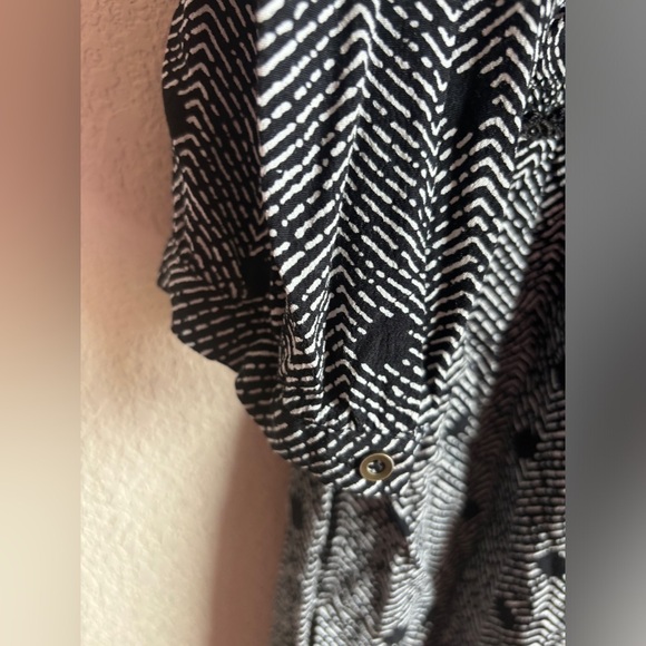 Anthropologie Maeve Galen Black & White Polka Dot Boho Striped Dress L - Picture 11 of 12